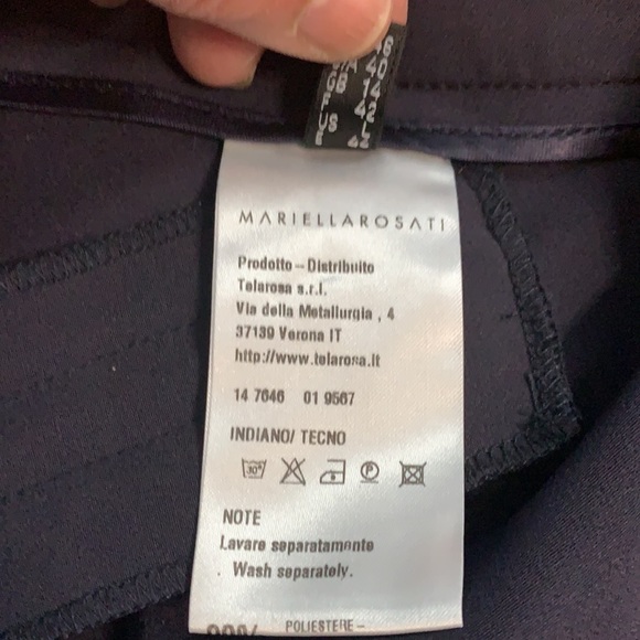 Mariella Rosario pants with silver zipper pull on 2 mock pockets. Made in Italy - Picture 7 of 9